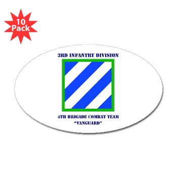 3ID4BCTV - M01 - 01 - DUI - 4th Brigade Combat Team "Vanguard" with Text - Sticker (Oval 10 pk) - Click Image to Close