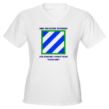 3ID4BCTV - A01 - 04 - DUI - 4th Brigade Combat Team "Vanguard" with Text - Women's V-Neck T-Shirt