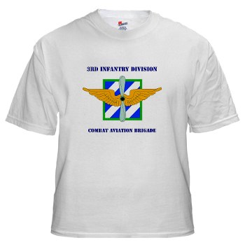 3IDCABF - A01 - 04 - DUI - Combat Aviation Brigade "Falcon" with Text White T-Shirt