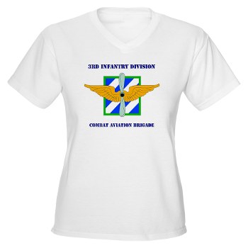 3IDCABF - A01 - 04 - DUI - Combat Aviation Brigade "Falcon" with Text Women's V-Neck T-Shirt