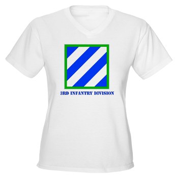3ID - A01 - 04 - SSI - 3rd Infantry Division with Text Women's V-Neck T-Shirt
