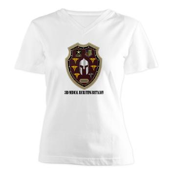 3MRB - A01 - 04 - DUI - 3rd Medical Recruiting Bn with Text Women's V-Neck T-Shirt - Click Image to Close