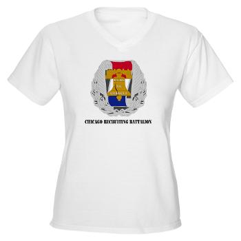 3RBCRB - A01 - 04 - SSI - Chicago Recruiting Battalion with Text - Women's V-Neck T-Shirt - Click Image to Close