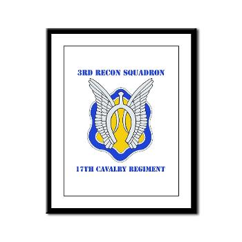 3RS17CR - M01 - 02 - DUI - 3rd Recon Sqdrn - 17th Cavalry Regt with Text - Framed Panel Print
