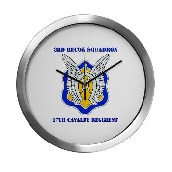 3RS17CR - M01 - 03 - DUI - 3rd Recon Sqdrn - 17th Cavalry Regt with Text - Modern Wall Clock