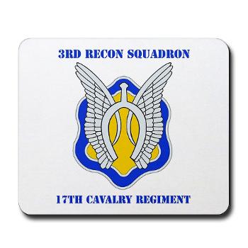 3RS17CR - M01 - 03 - DUI - 3rd Recon Sqdrn - 17th Cavalry Regt with Text - Mousepad