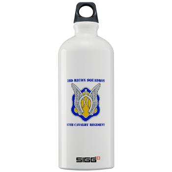 3RS17CR - M01 - 03 - DUI - 3rd Recon Sqdrn - 17th Cavalry Regt with Text - Sigg Water Bottle 1.0L