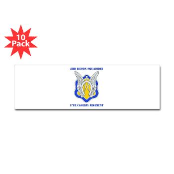 3RS17CR - M01 - 01 - DUI - 3rd Recon Sqdrn - 17th Cavalry Regt with Text - Sticker (Bumper 10 pk)