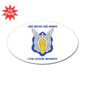 3RS17CR - M01 - 01 - DUI - 3rd Recon Sqdrn - 17th Cavalry Regt with Text - Sticker (Oval 10 pk)