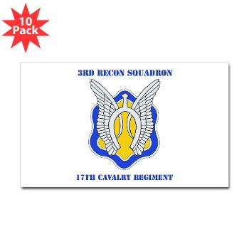 3RS17CR - M01 - 01 - DUI - 3rd Recon Sqdrn - 17th Cavalry Regt with Text - Sticker (Rectangle 10 pk)