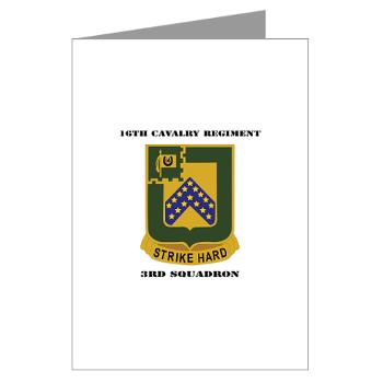 3S16CR - M01 - 02 - DUI - 3rd Squadron - 16th Cavalry Regiment with Text - Greeting Cards (Pk of 10)