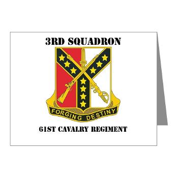 3S61CR - M01 - 02 - DUI - 3rd Sqdrn - 61st Cavalry Regt with Text - Note Cards (Pk of 20)