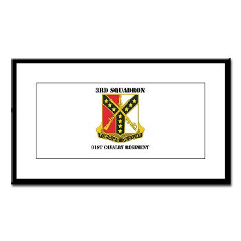 3S61CR - M01 - 02 - DUI - 3rd Sqdrn - 61st Cavalry Regt with Text - Small Framed Print