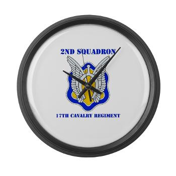 2S17CR - M01 - 03 - DUI - 2nd Sqdrn - 17th Cavalry Regiment with Text Large Wall Clock