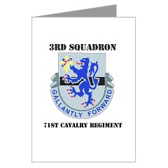 3S71CR - M01 - 02 - DUI - 3rd Sqdrn - 71st Cavalry Regt with Text Greeting Cards (Pk of 10)