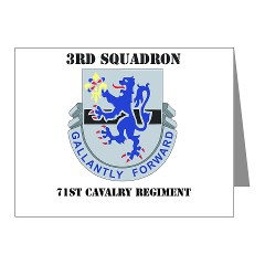 3S71CR - M01 - 02 - DUI - 3rd Sqdrn - 71st Cavalry Regt with Text Note Cards (Pk of 20)
