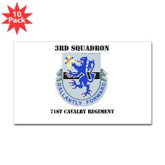 3S71CR - M01 - 01 - DUI - 3rd Sqdrn - 71st Cavalry Regt with Text Sticker (Rectangle 10 pk)
