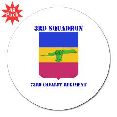 3S73CR - M01 - 01 - DUI - 3rd Squadron - 73rd Cavalry Regiment with Text 3" Lapel Sticker (48 pk)