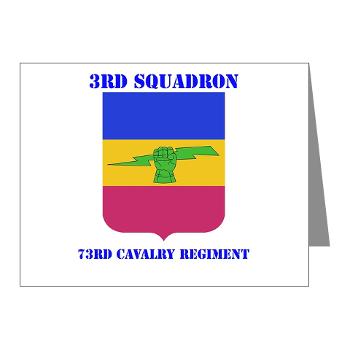3S73CR - M01 - 02 - DUI - 3rd Squadron - 73rd Cavalry Regiment with Text Note Cards (Pk of 20)