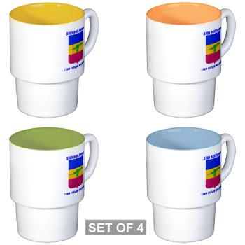 3S73CR - M01 - 03 - DUI - 3rd Squadron - 73rd Cavalry Regiment with Text Stackable Mug Set (4 mugs)