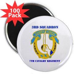 3S7CR - M01 - 01 - DUI - 3rd Squadron - 7th Cavalry Regiment with Text - 2.25" Magnet (100 pack)