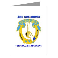 3S7CR - M01 - 02 - DUI - 3rd Squadron - 7th Cavalry Regiment with Text - Greeting Cards (Pk of 10)