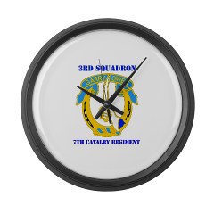 3S7CR - M01 - 03 - DUI - 3rd Squadron - 7th Cavalry Regiment with Text - Large Wall Clock