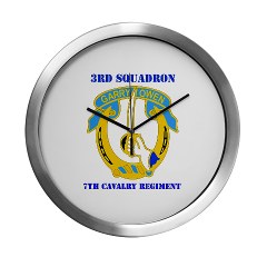 3S7CR - M01 - 03 - DUI - 3rd Squadron - 7th Cavalry Regiment with Text - Modern Wall Clock
