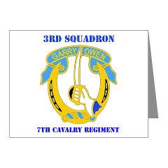 3S7CR - M01 - 02 - DUI - 3rd Squadron - 7th Cavalry Regiment with Text - Note Cards (Pk of 20)