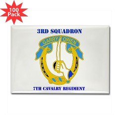 3S7CR - M01 - 01 - DUI - 3rd Squadron - 7th Cavalry Regiment with Text - Rectangle Magnet (100 pack)