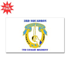 3S7CR - M01 - 01 - DUI - 3rd Squadron - 7th Cavalry Regiment with Text - Sticker (Rectangle 10 pk)