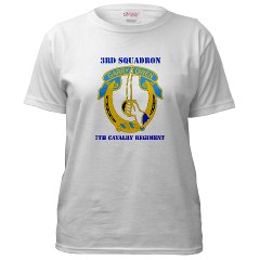 3S7CR - A01 - 04 - DUI - 3rd Squadron - 7th Cavalry Regiment with Text - Women's T-Shirt