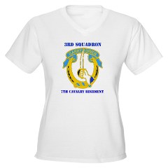 3S7CR - A01 - 04 - DUI - 3rd Squadron - 7th Cavalry Regiment with Text - Women's V-Neck T-Shirt