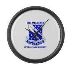 3S89CR - M01 - 03 - DUI - 3rd Sqdrn - 89th Cavalry Regiment with Text Large Wall Clock