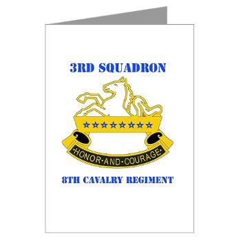 3S8CR - M01 - 02 - DUI - 3rd Sqdrn - 8th Cavalry Regt with Text - Greeting Cards (Pk of 10) - Click Image to Close