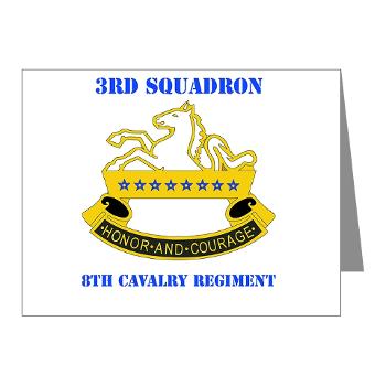 3S8CR - M01 - 02 - DUI - 3rd Sqdrn - 8th Cavalry Regt with Text - Note Cards (Pk of 20)