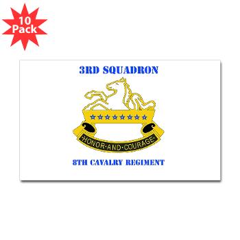 3S8CR - M01 - 01 - DUI - 3rd Sqdrn - 8th Cavalry Regt with Text - Sticker (Rectangle 10 pk) - Click Image to Close