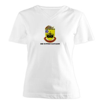 3SB - A01 - 04 - DUI - 3rd Support Battalion with Text - Women's V-Neck T-Shirt - Click Image to Close