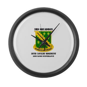 3SLRSA - M01 - 03 - DUI - 3rd Sqdrn(LRS)(Abn) - 38th Cavalry Regt with text - Large Wall Clock - Click Image to Close