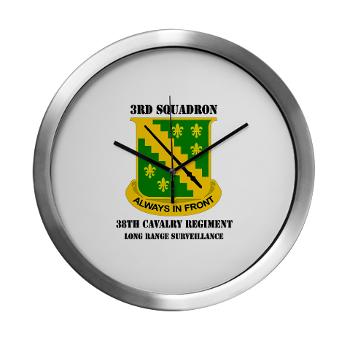 3SLRSA - M01 - 03 - DUI - 3rd Sqdrn(LRS)(Abn) - 38th Cavalry Regt with text - Modern Wall Clock