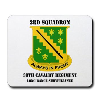 3SLRSA - M01 - 03 - DUI - 3rd Sqdrn(LRS)(Abn) - 38th Cavalry Regt with text - Mousepad - Click Image to Close