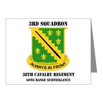 3SLRSA - M01 - 02 - DUI - 3rd Sqdrn(LRS)(Abn) - 38th Cavalry Regt with text - Note Cards (Pk of 20) - Click Image to Close