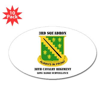 3SLRSA - M01 - 01 - DUI - 3rd Sqdrn(LRS)(Abn) - 38th Cavalry Regt with text - Sticker (Oval 10 pk) - Click Image to Close