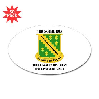 3SLRSA - M01 - 01 - DUI - 3rd Sqdrn(LRS)(Abn) - 38th Cavalry Regt with text - Sticker (Oval 50 pk) - Click Image to Close