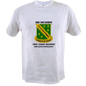 3SLRSA - A01 - 04 - DUI - 3rd Sqdrn(LRS)(Abn) - 38th Cavalry Regt with text - Value T-shirt