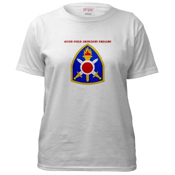 402FAB - A01 - 04 - SSI - 402nd Field Artillery Brigade with text - Women's T-Shirt