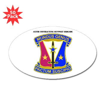 412CSB - M01 - 01 - DUI - 412th Contracting Support Brigade with Text - Sticker (Oval 50 pk) - Click Image to Close
