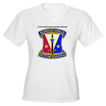 412CSB - A01 - 04 - DUI - 412th Contracting Support Brigade with Text - Women's V-Neck T-Shirt