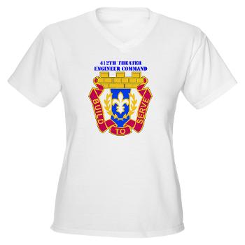 412TEC - A01 - 04 - DUI - 412th Theater Engineer Command with Text - Women's V -Neck T-Shirt