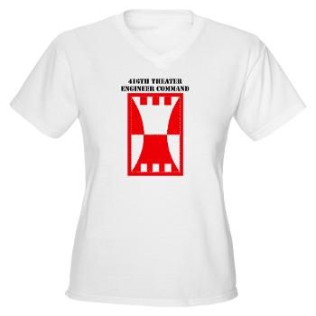 416TEC - A01 - 04 - SSI - 416th Theater Engineer Command with Text Women's V-Neck T-Shirt